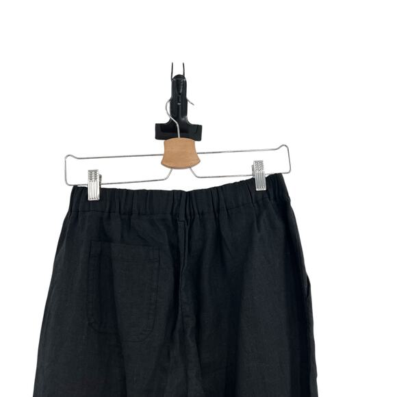 Quince 100% European Linen Wide Leg Pants Black Pull On NWT Size Small - Picture 7 of 13